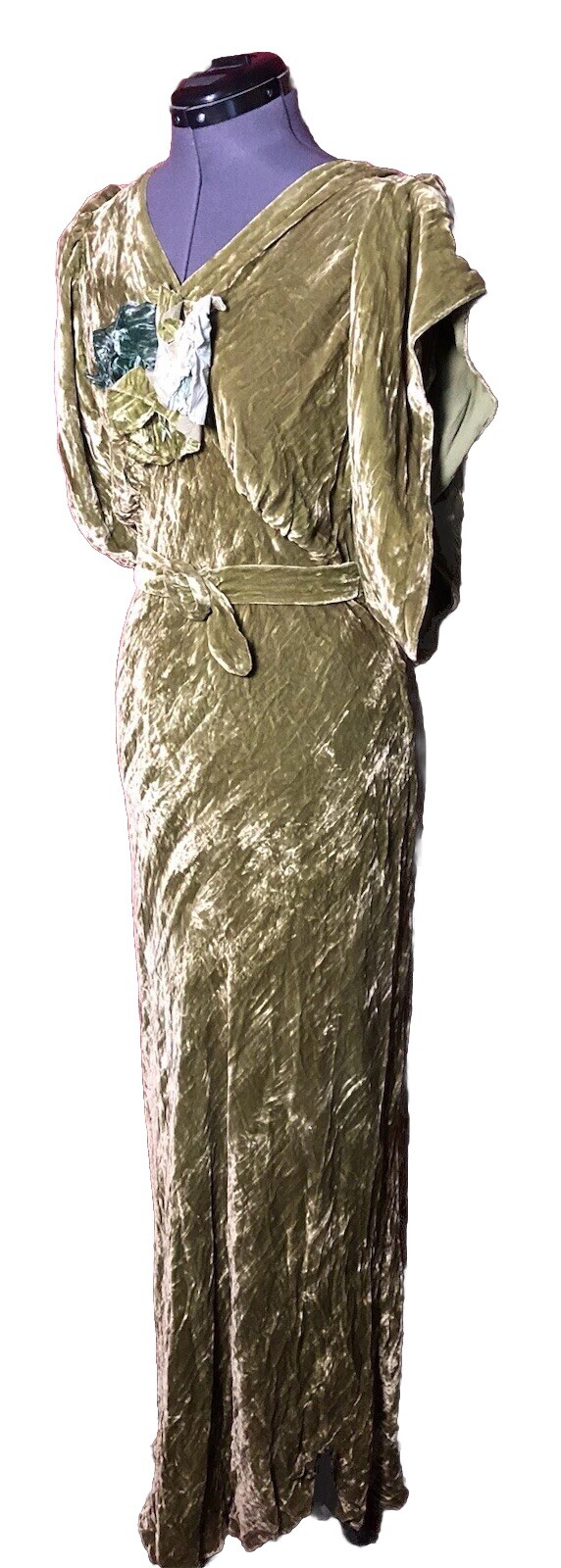 Vintage 1930s Velvet Dress Gown b-34 w- 28 h-37 30s dress