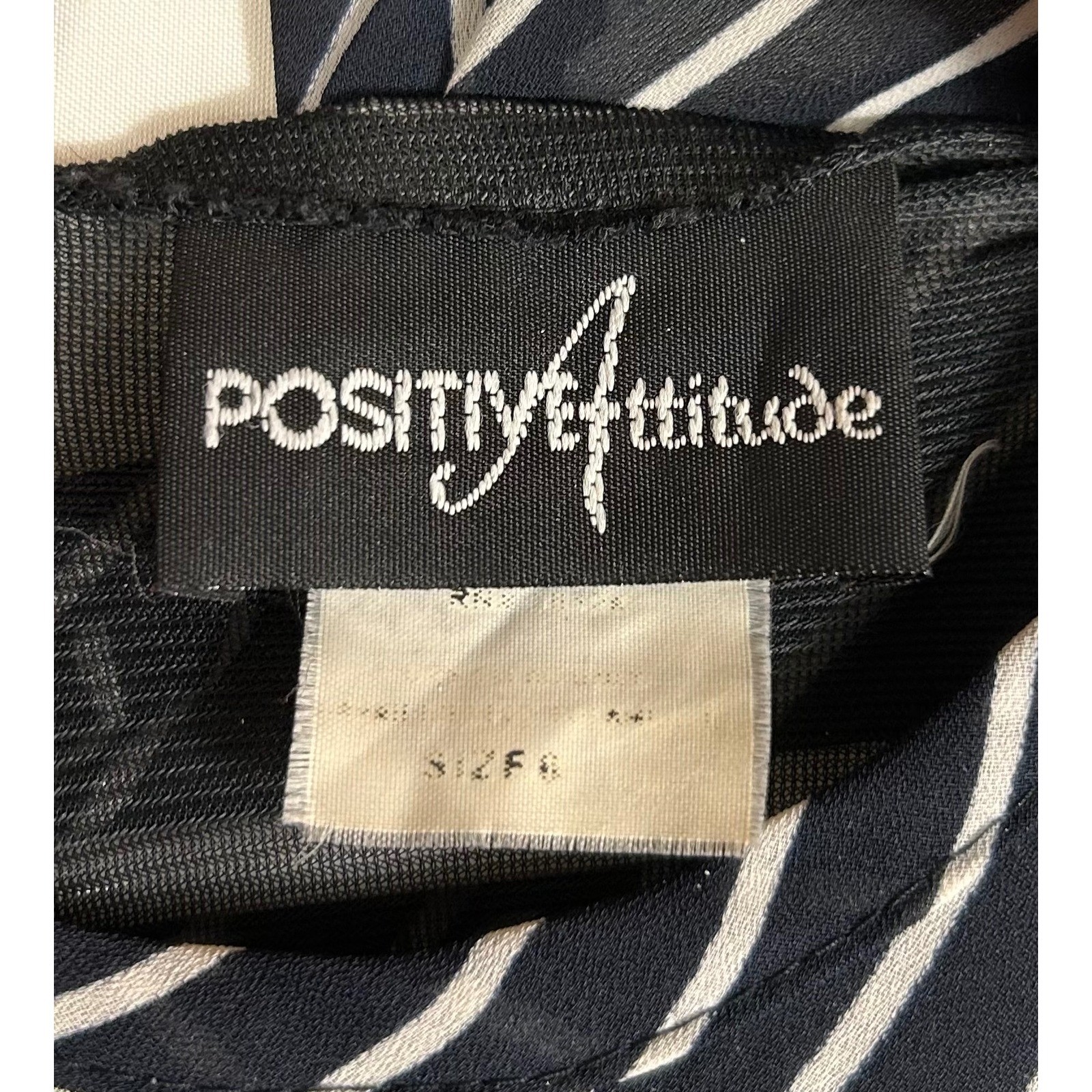 Positive Attitude Vintage Black White Striped Maxi Dress Size 8 USA