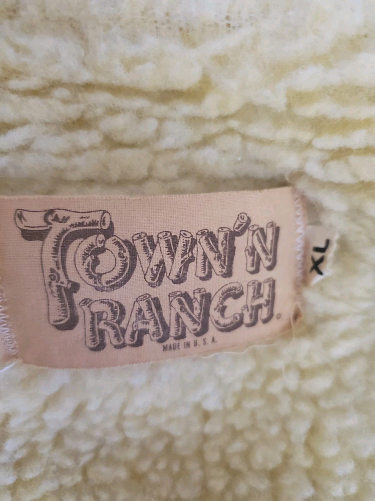 VTG Town N Ranch Tan Sherpa Lined Faux Suede Western Jacket Winter Coat Women XL