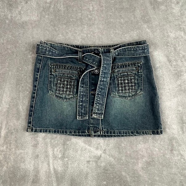 Vintage Y2K American Eagle Denim Mini Skirt Womens 4 Patina Fade Grunge