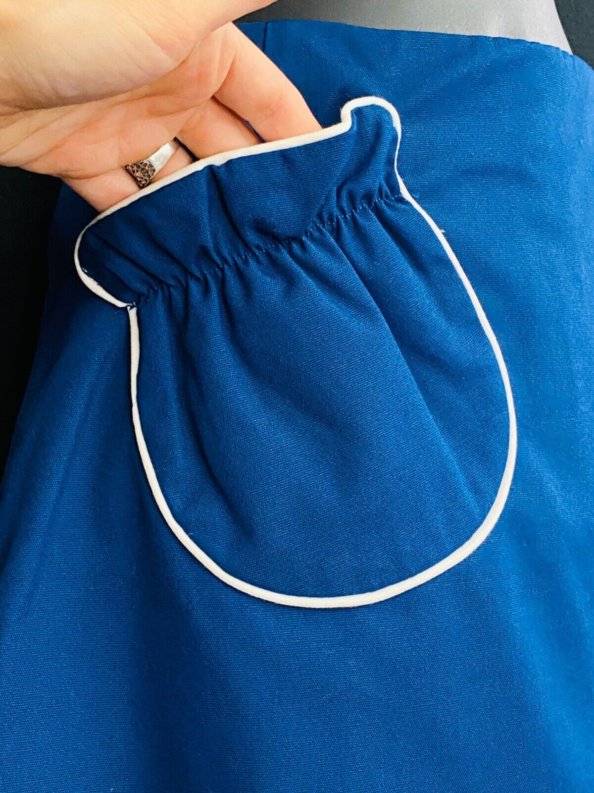Vintage 1970s blue wrap skort mini skirt, A-line pocket navy tennis cotton S