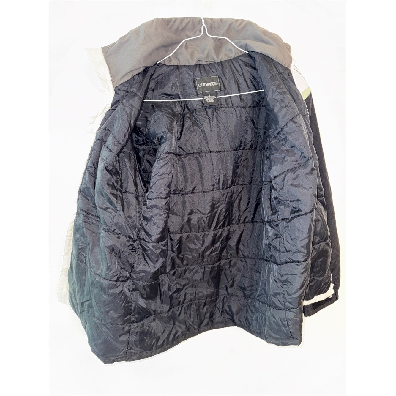 Vintage 90s Outbrook Colorblock Puffer Ski Jacket Black Cream Green Size Small