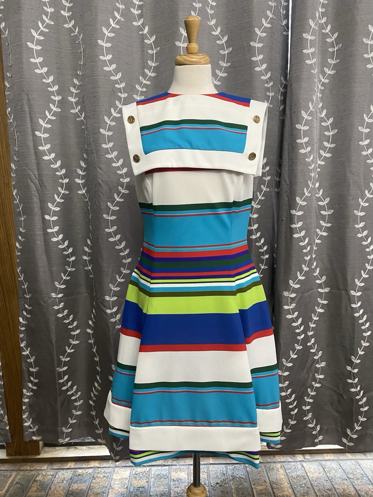 Vintage 60s Jack Needleman Anjac Dress Sailor Mod Midi Striped Women’s Size S/M