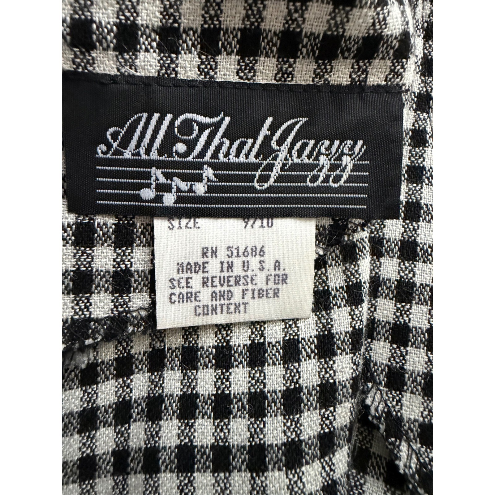 All That Jazz VTG 90s Gingham Belted Maxi Dress Black White Checkered Sz 9/10