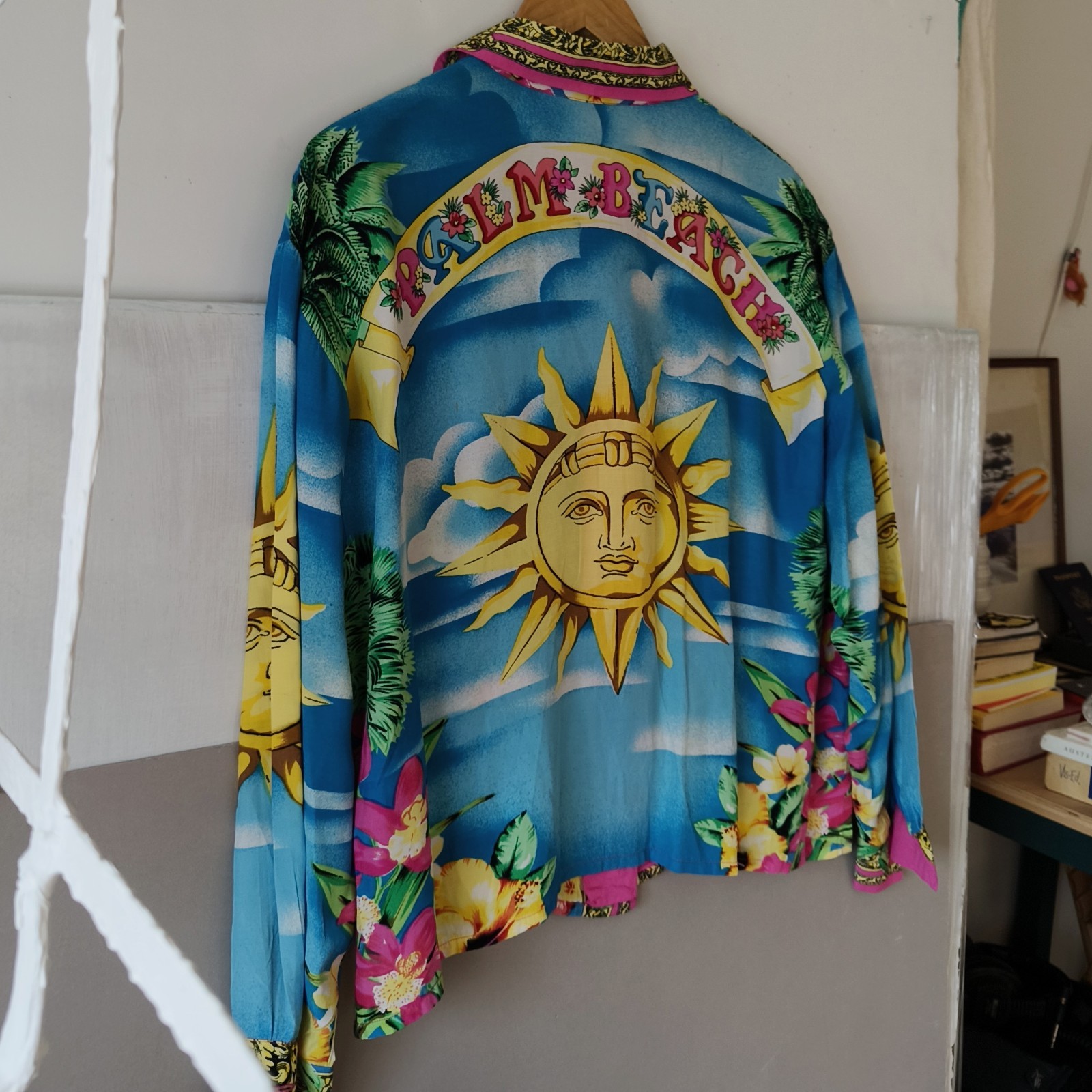 vintage 90s Mondi Palm Beach Shirt Blouse sun tropical miami rayon