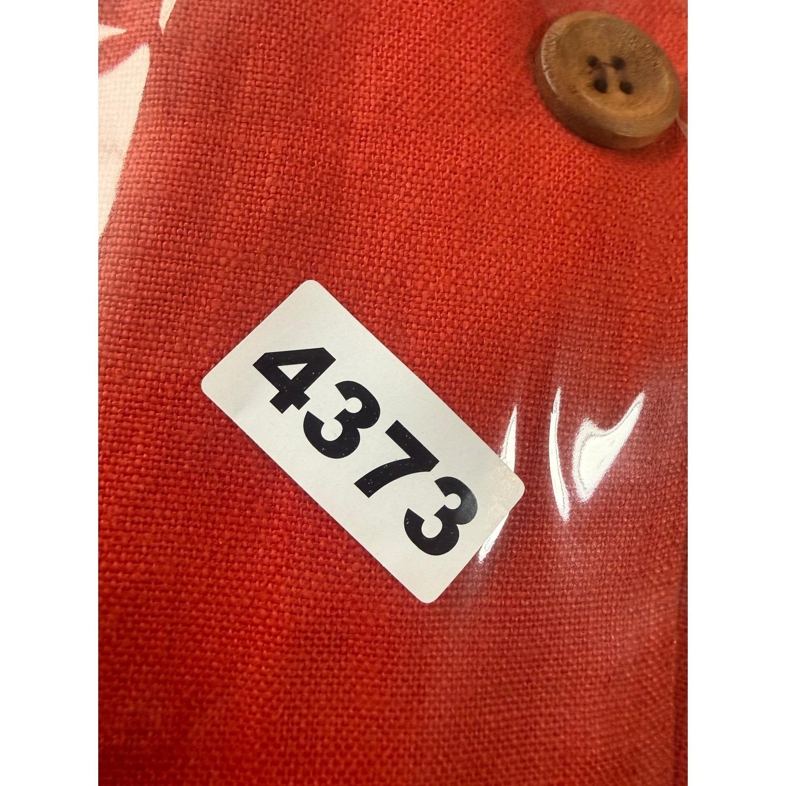 Oberon New York Vintage Red Linen Button Front Shift Dress Mandarin Collar 8