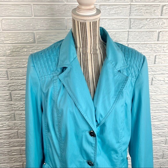 Vintage TanJay Blue Faux Leather Jacket Size 18W