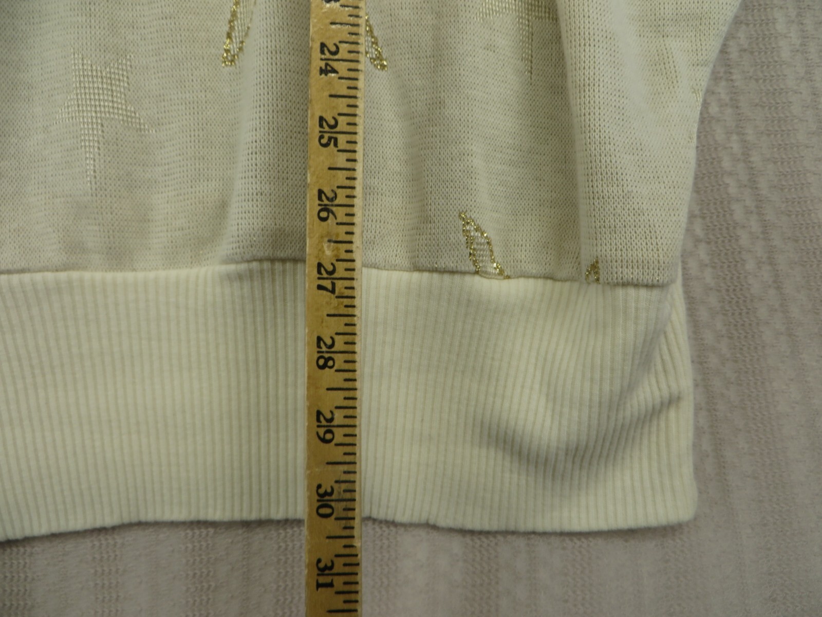Vintage Kelli Kaye 80’s Women’s Ivory Gold Star Batwing Sweater Size 16