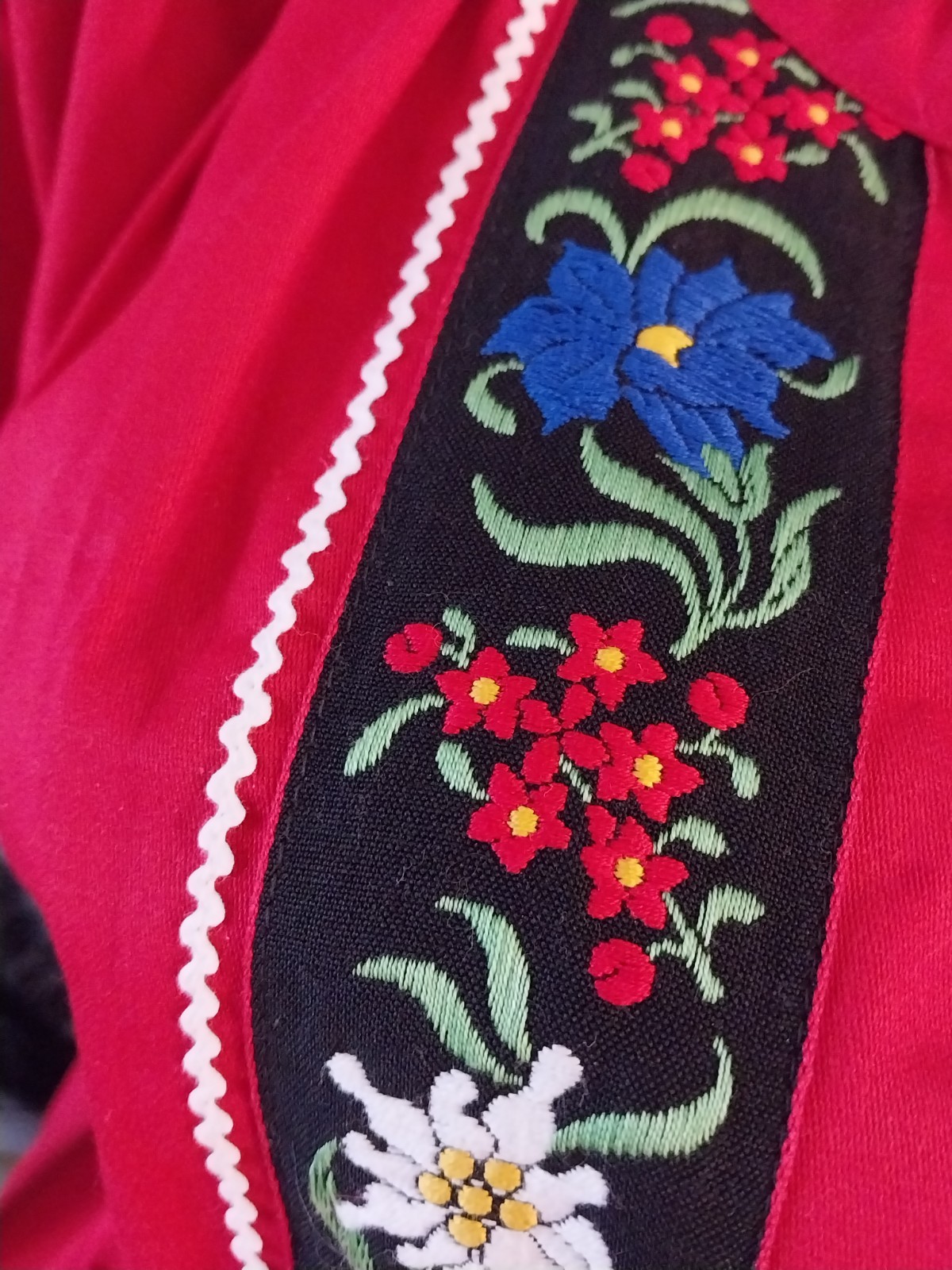 vtg MORNING GLORY FLOWER Embd Festival Mexican boho Ethnic Long Slv Blouse 44