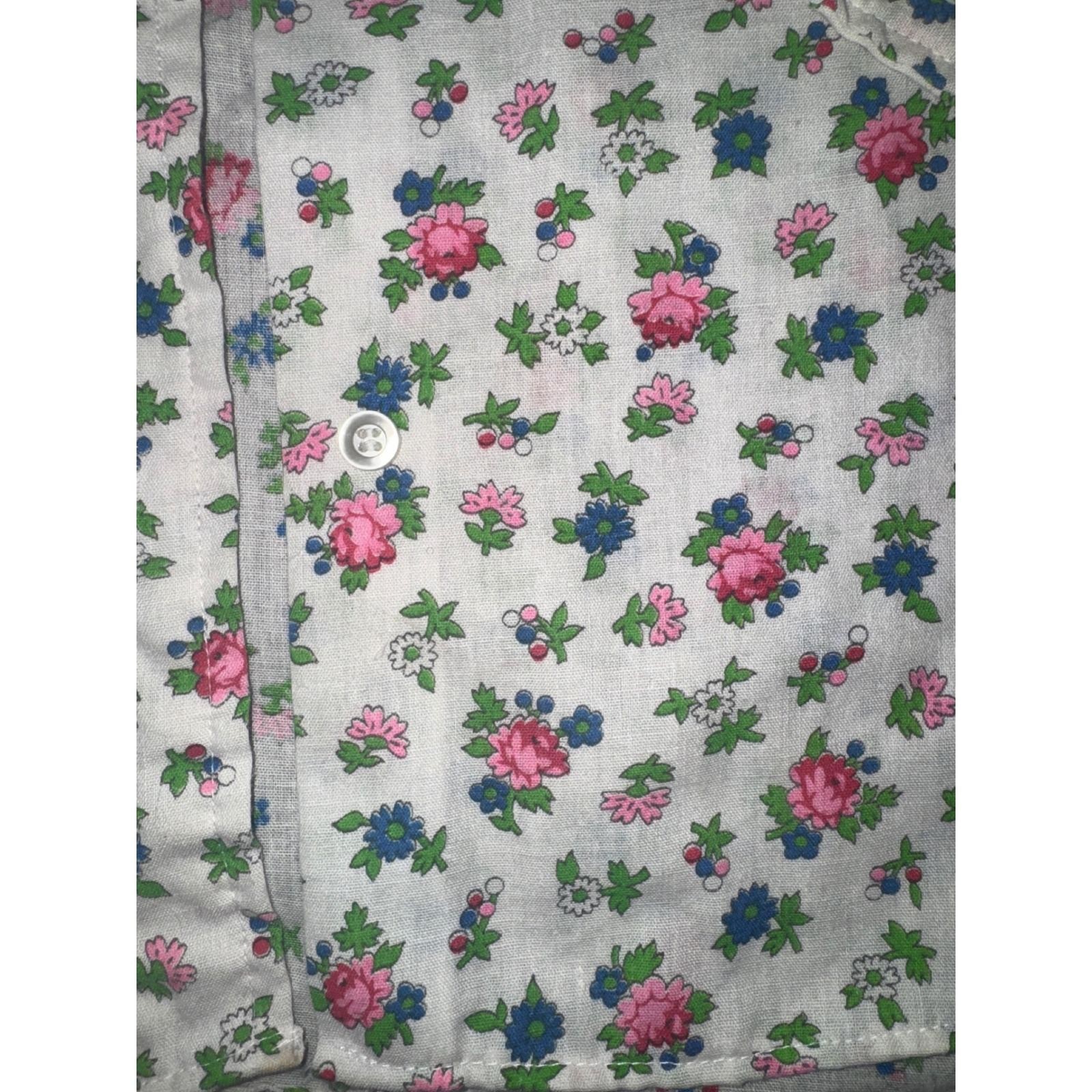 Vintage 60s 70s Ratcatcher Floral Button Up Shirt Perma Press Ditsy Print Small