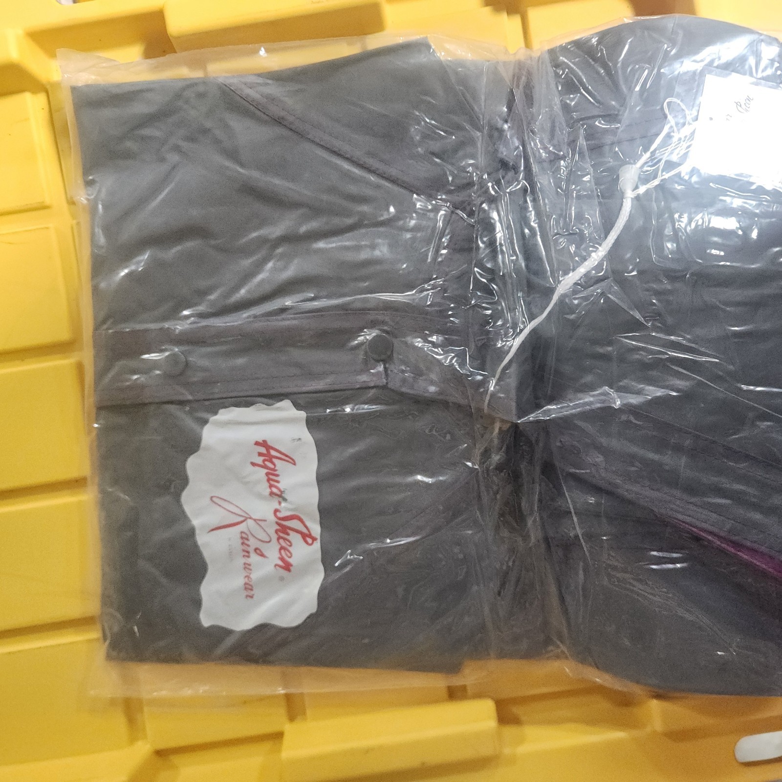 80s Aqua Sheen Gray Vinyl Rubber Stadium Raincoat Nos Size Medium Jacket H35
