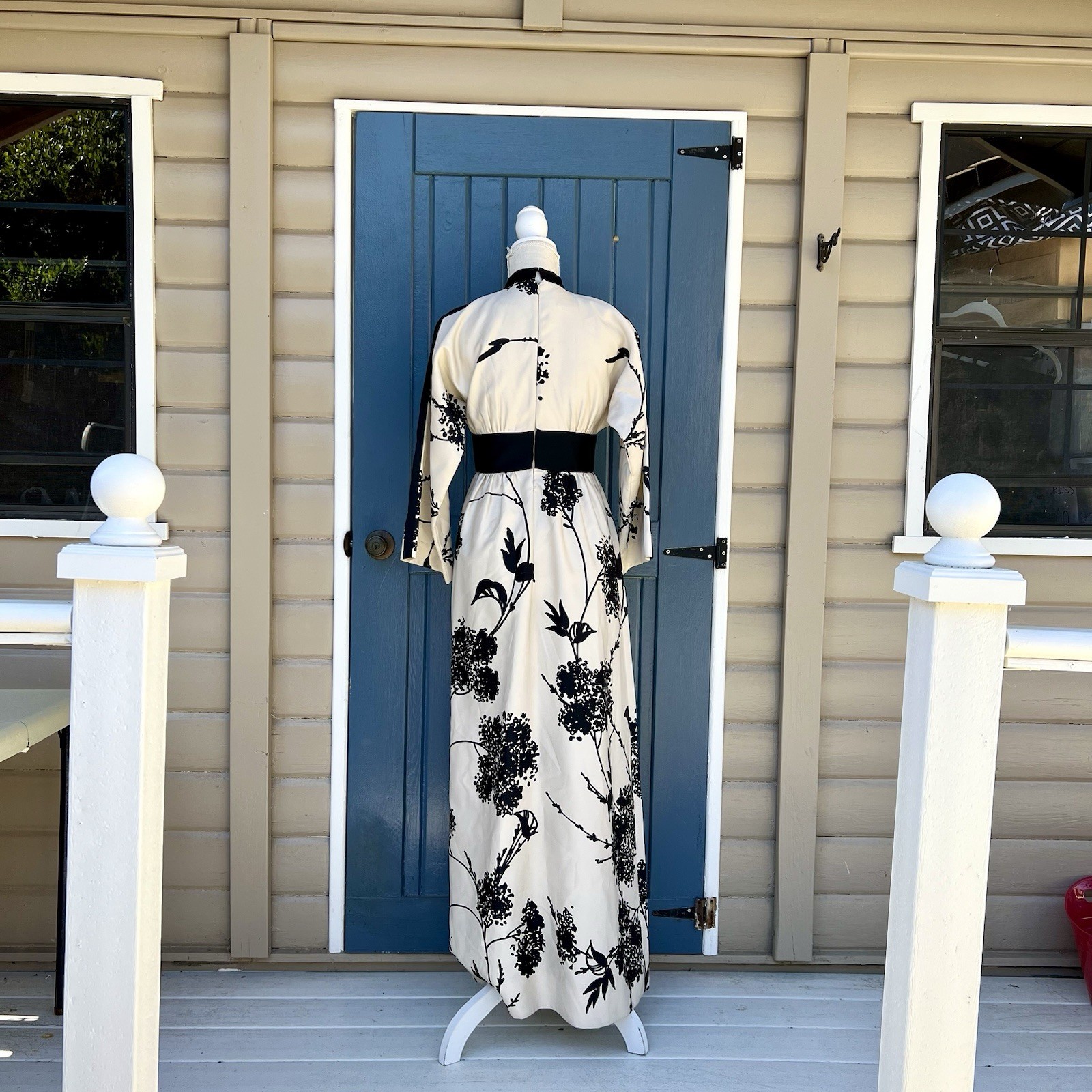 Vintage Tori Richard Honolulu Retro 70sWhimsygoth Empire Waist Floral Gown 8