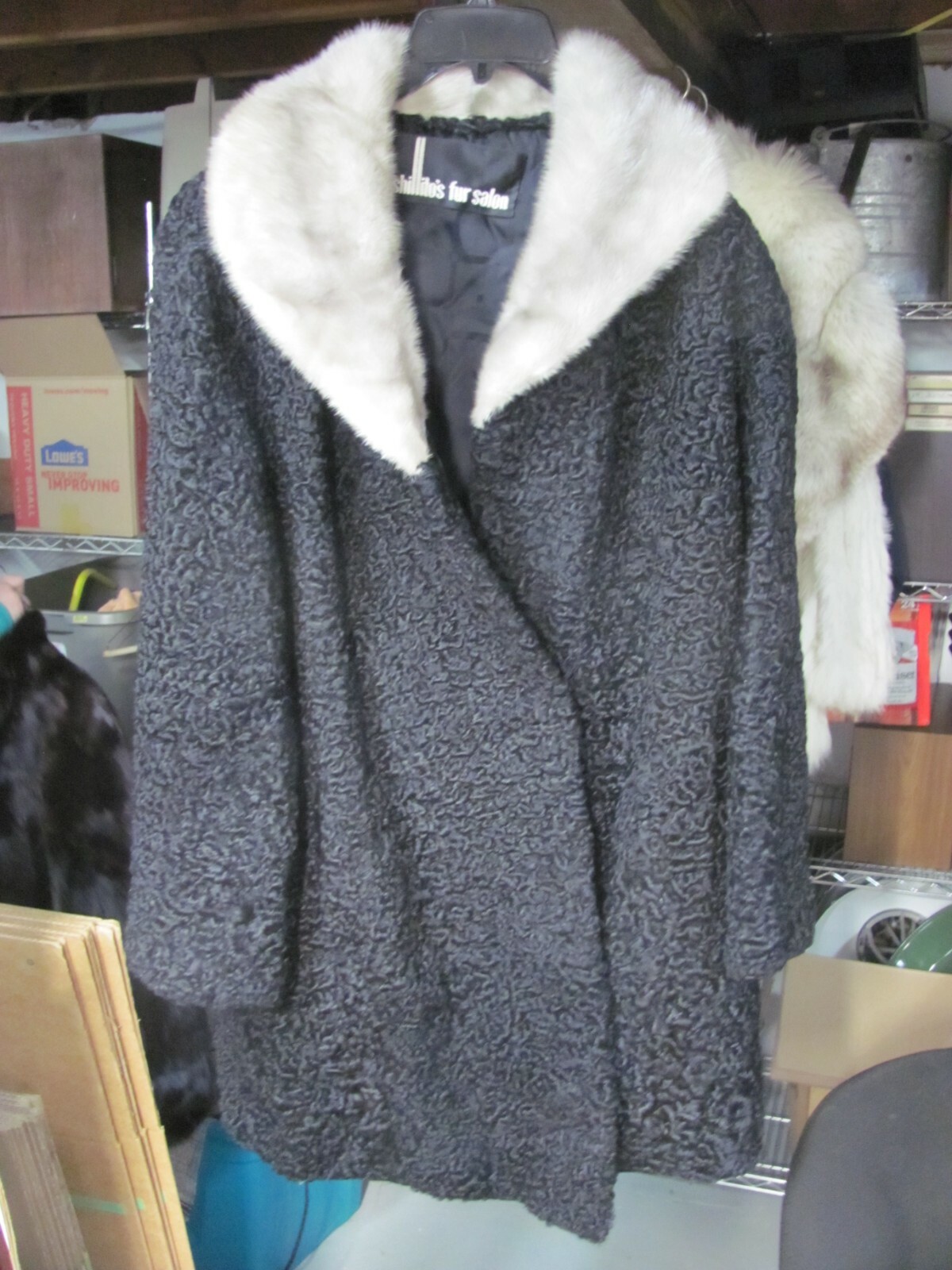 Vintage Black Cream White Fur Collar Coat Shillito’s Fur Salon