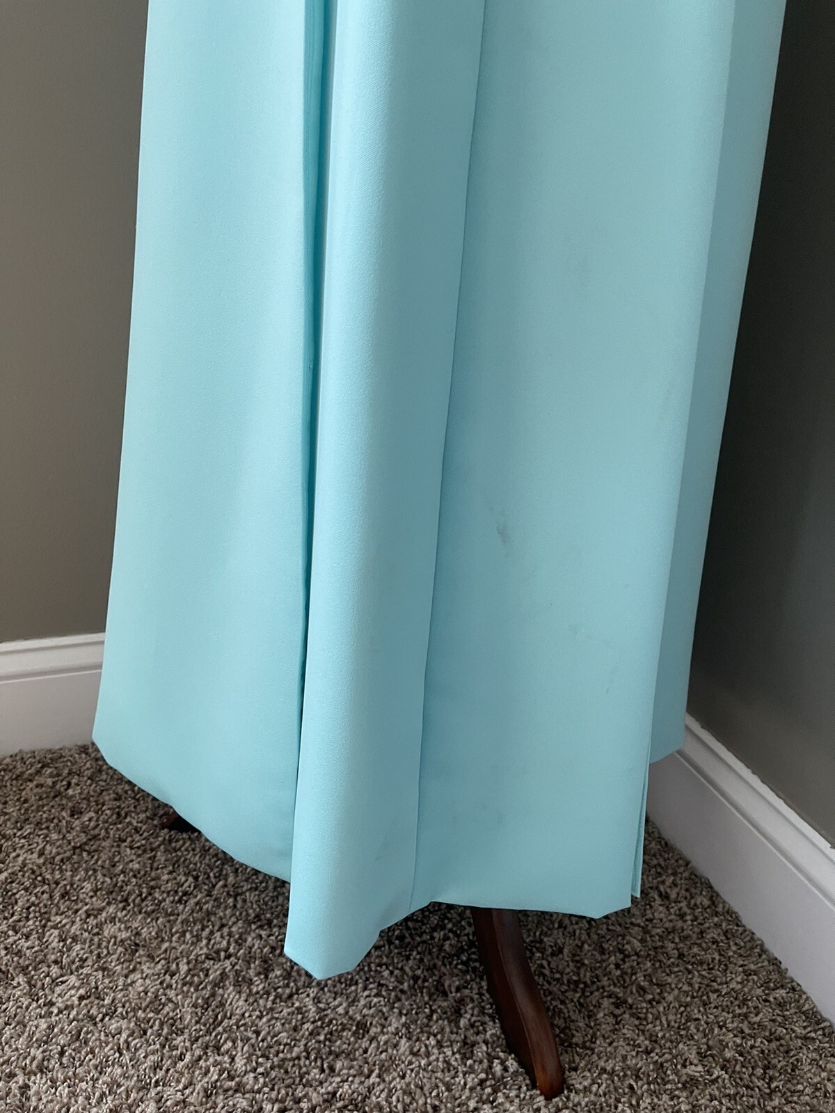 Vintage 1950s -60s Formal Gown Dress Teal Blue Embellished Crystals Horror Movie
