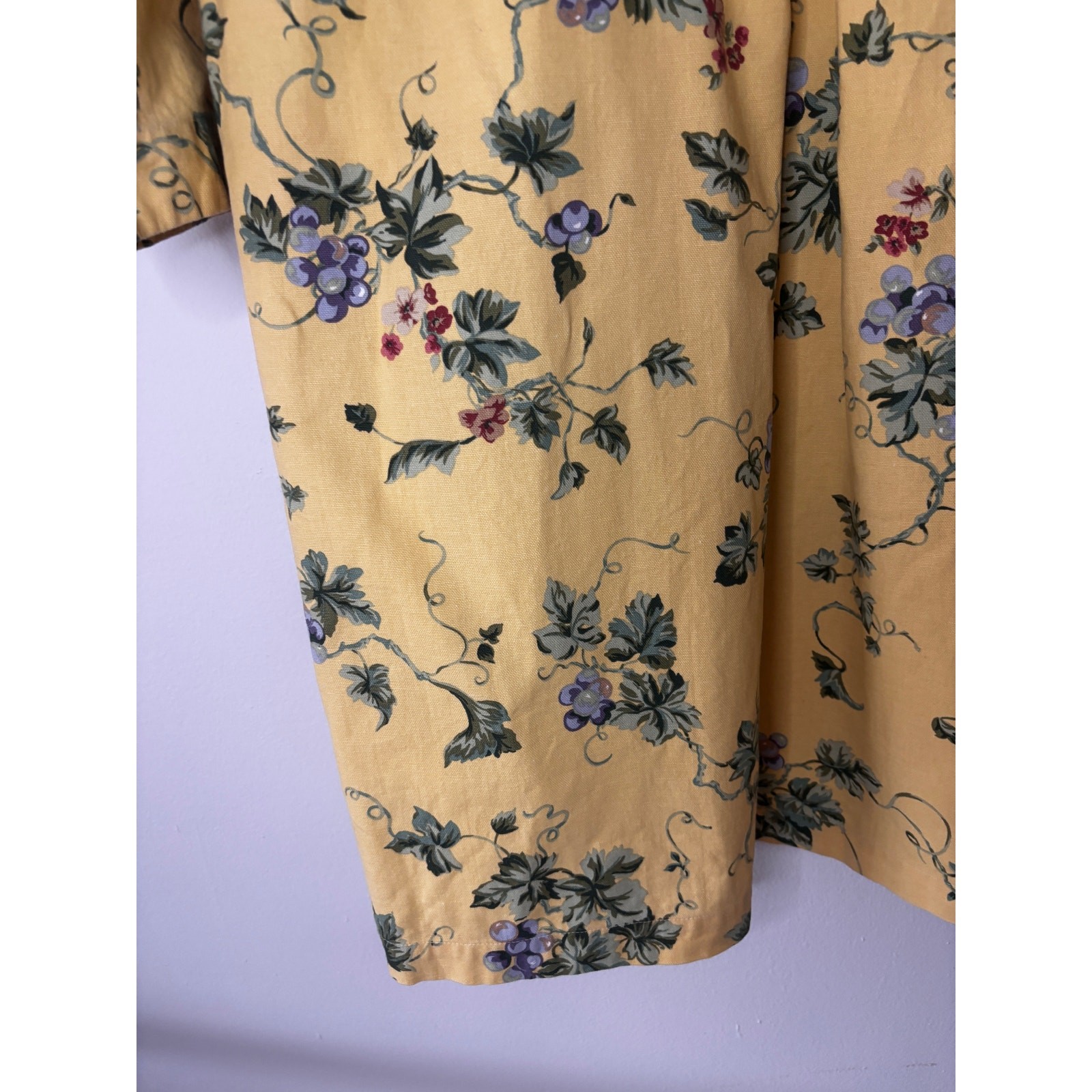 Vintage 1980s Gianna Rose Butter Yellow Floral Tunic Smock Chore Coat Artist S