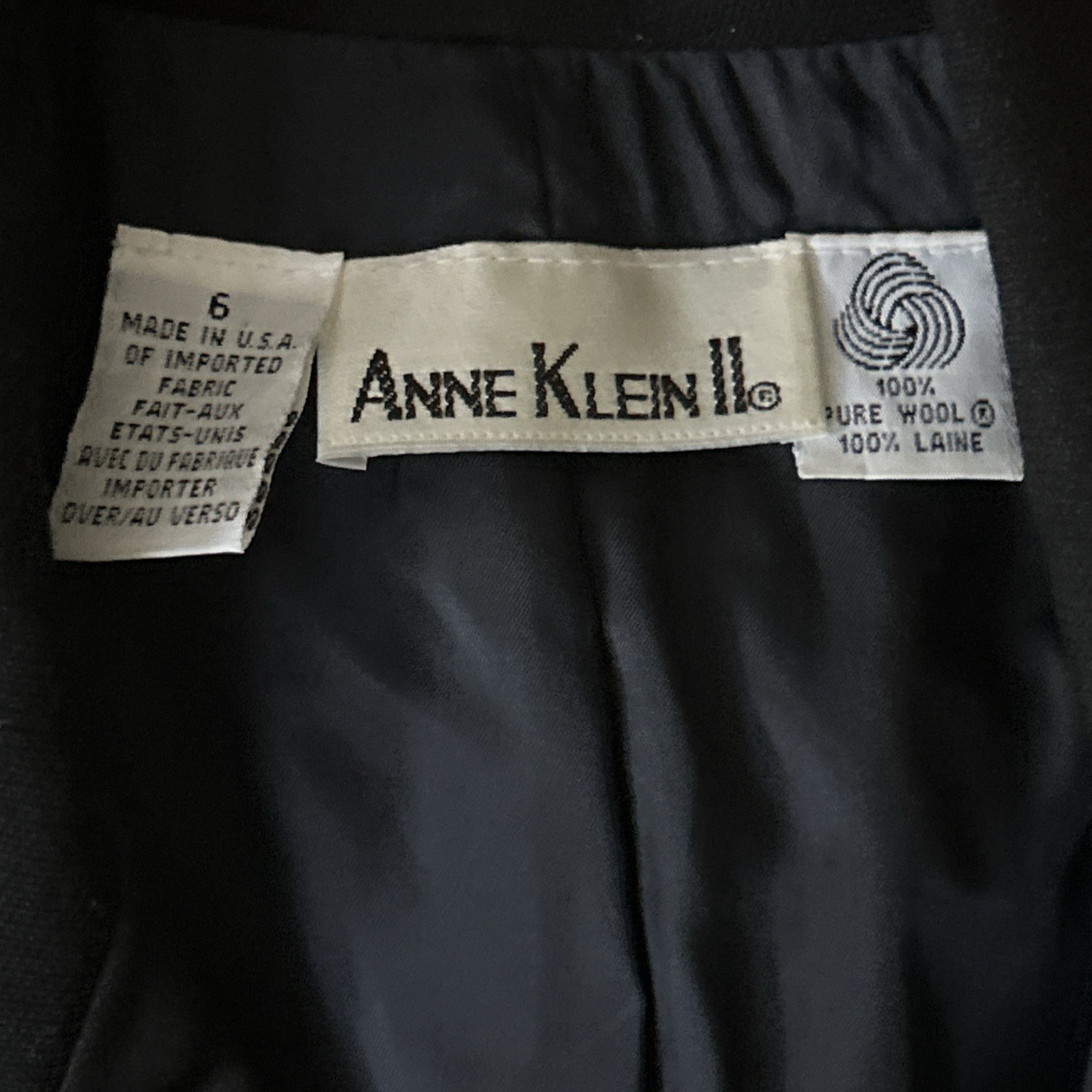 Vintage Women’s Anne Klein II Black Double Breasted Tuxedo Jacket Dress size 6
