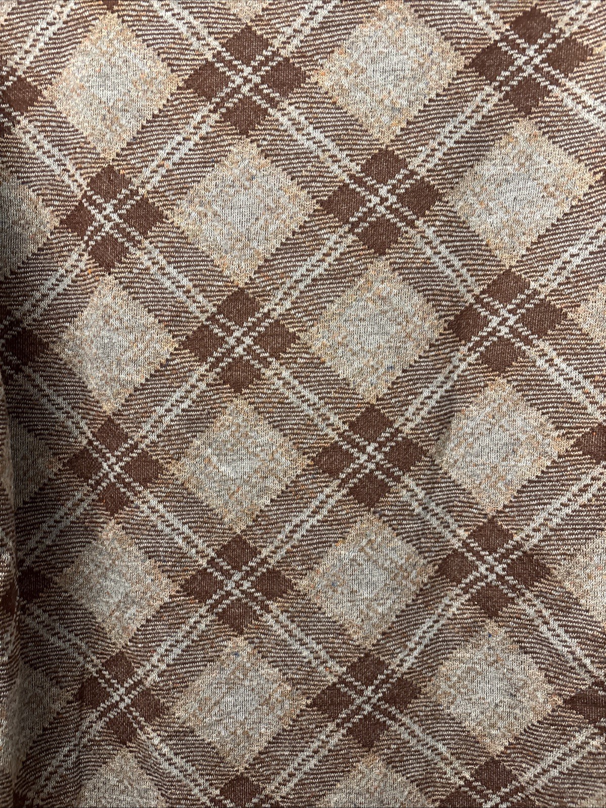 Vintage 70’s Cotton Blend Plaid Turtle Neck Sweater size L N.O.S Unisex