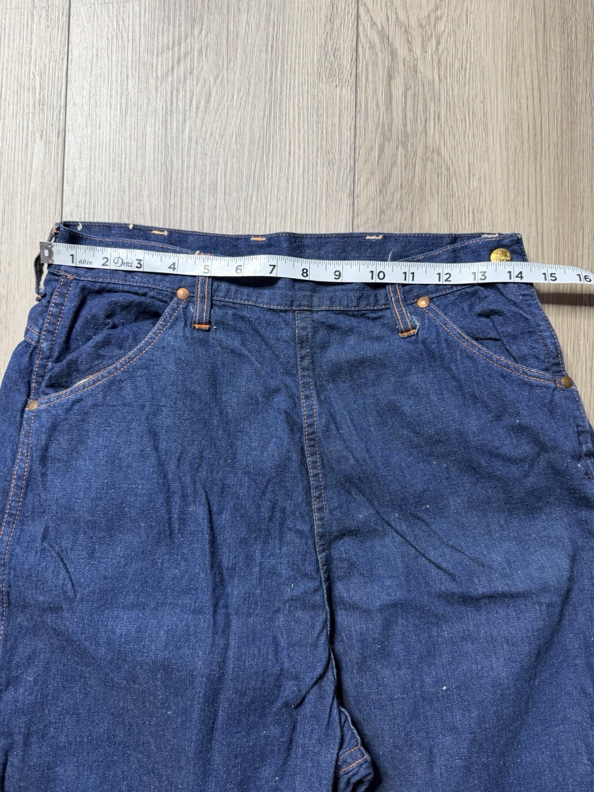 Vintage 60s BLUE BELL Women’s Denim Sanforized Side Zip Jeanies Dark Blue 29×28