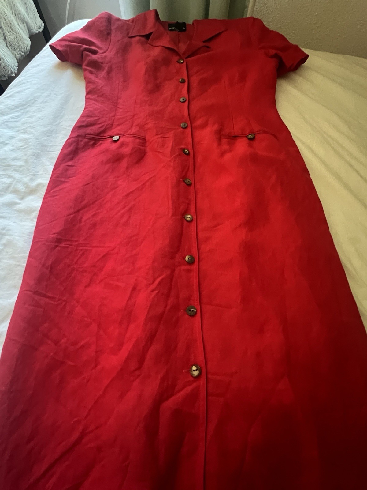 Iconic 90s Vintage Positive Attitude Button Front Shirt Dress Linen/Rayon Sz 14