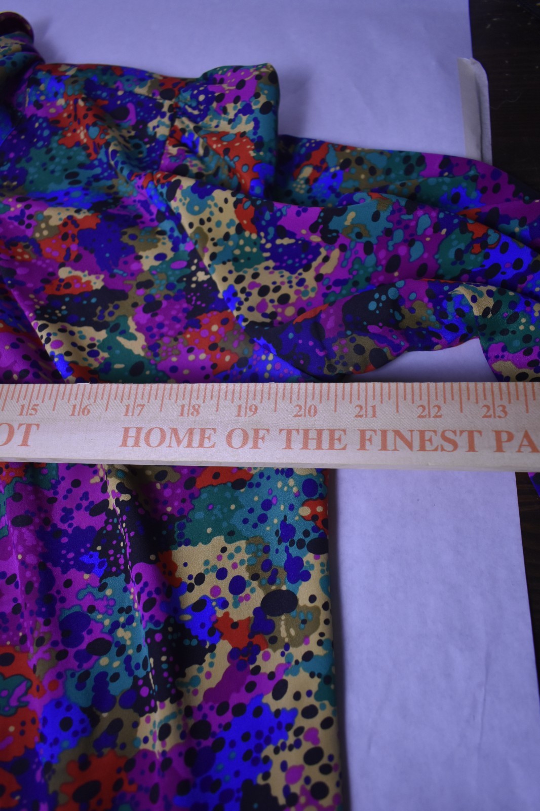 Vintage Nicola Size 8 Blouse Abstract Paint Splatter Jewel Tone Mock Neck USA