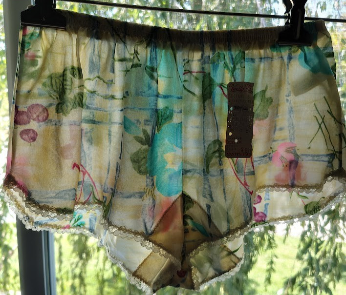 Vtg 70s NOS Vanity Fair Nylon Tricot Lounge Tap Pant Floral Bamboo Print S/5