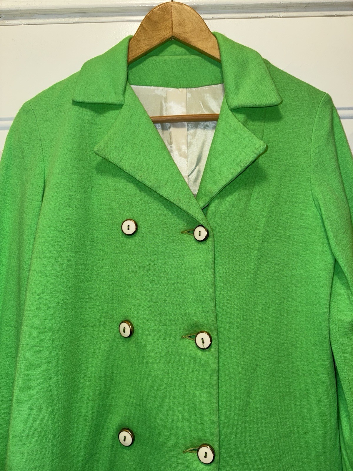 Vintage 60s R&L Green Mod Dress Matching Coat Set Womens 10 Go Go Jackie O