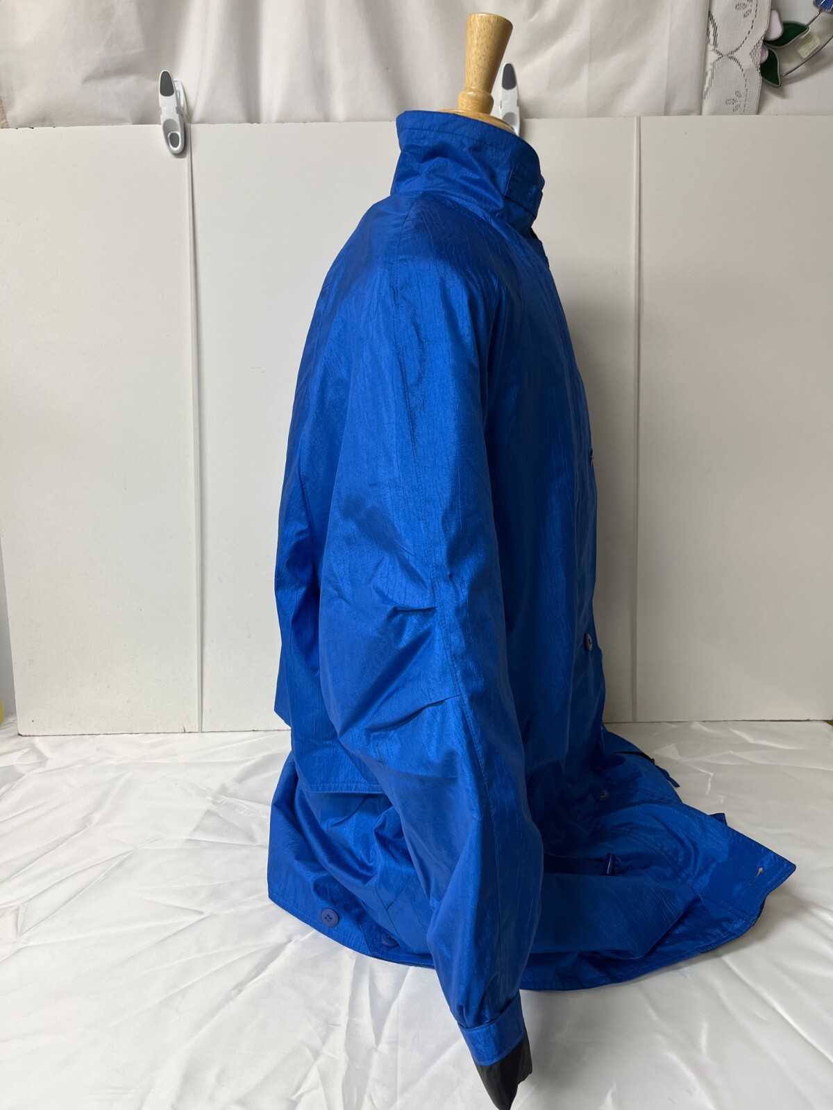 Vintage Raincoat 1980’s Blue Wmn sz 2X Zip Buttons Collar by Coat Collectables