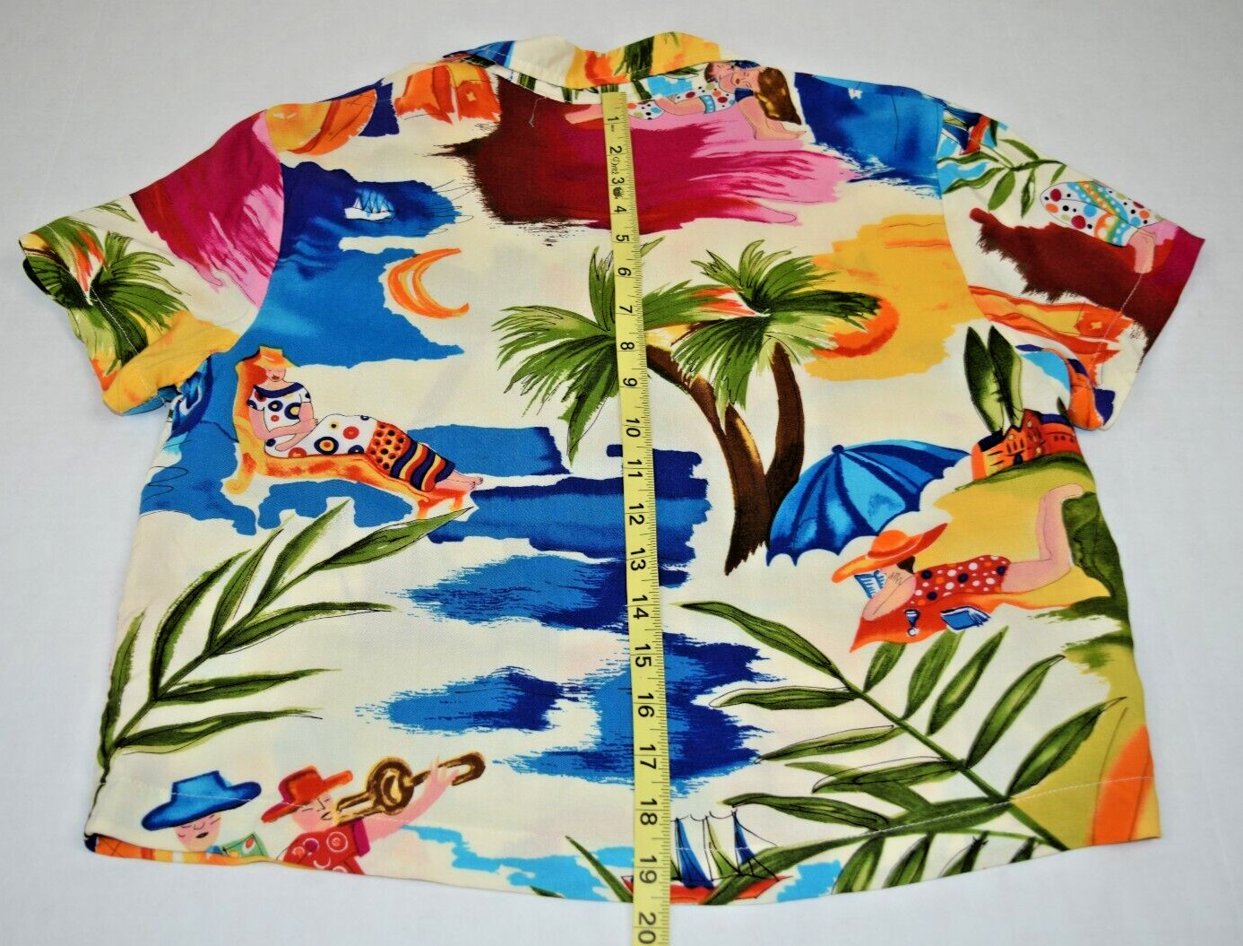 Vintage Womens Hawaiian Shirt Clio Petites Size PL 90s Tropical Paradise MadeUSA