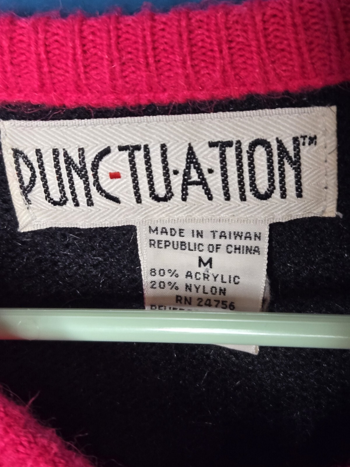 Vintage 80s Totally Rad Punctuation Wool Sweater Dress Shoulderpads Medium