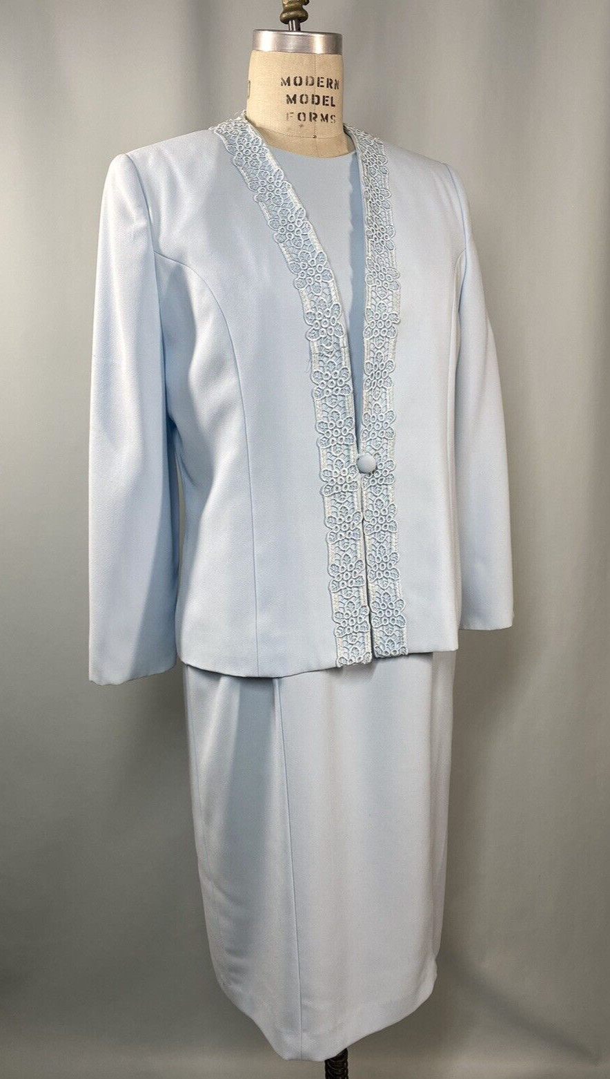 Vintage two piece Jacket & Dress SIZE 8 blue sheath HENRY LEE 60s 70s 80s 90s