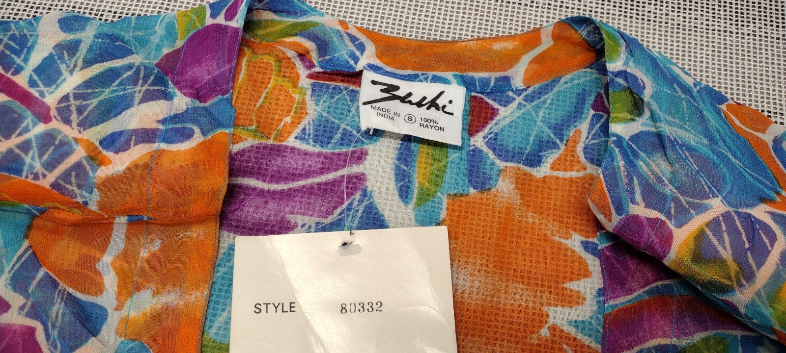 Vintage Sheer Midi Orange Dress Blue Rayon Sundress Sleeve Flowy S/M New 90s Tag