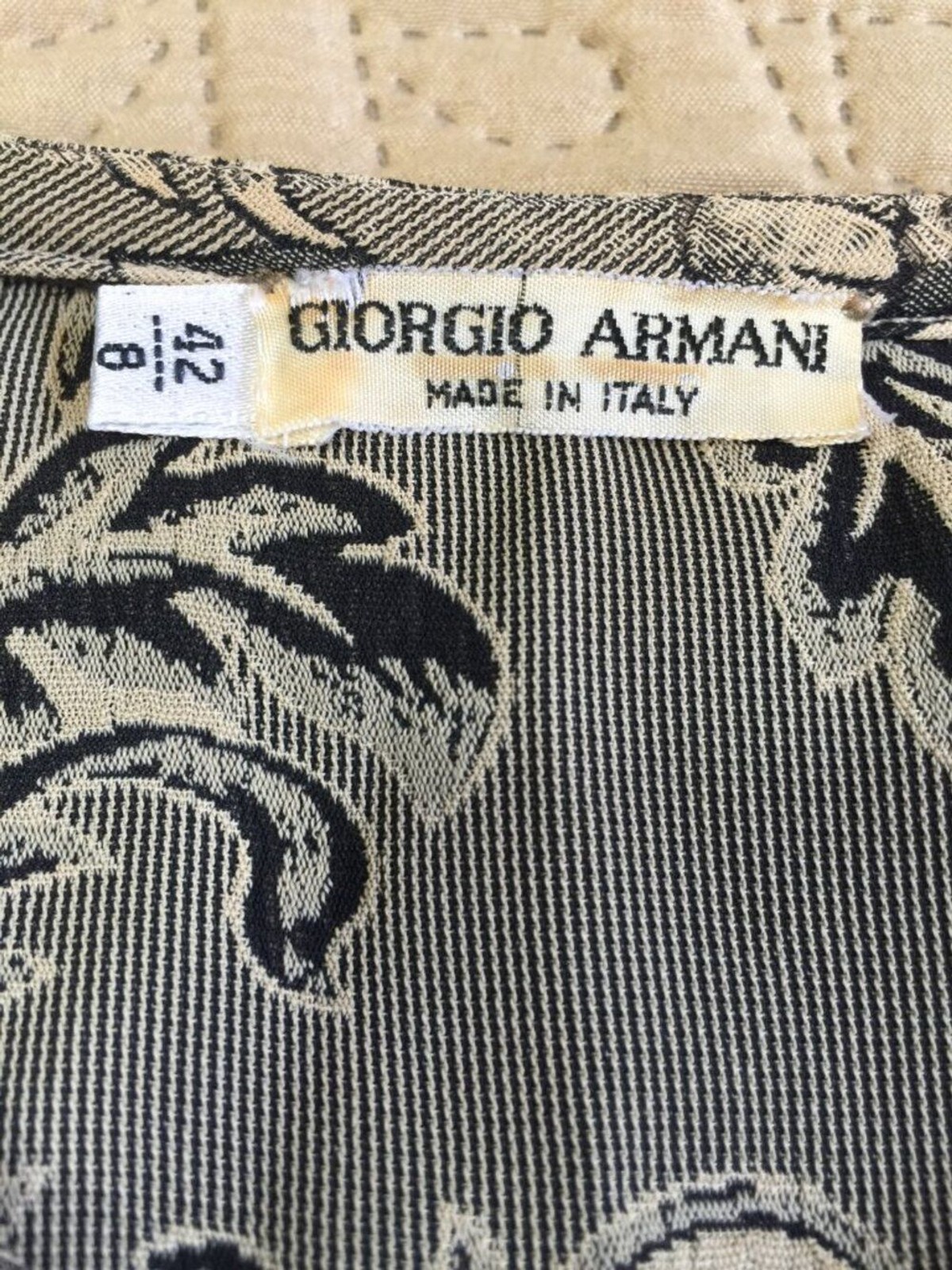 Vintage GIORGIO ARMANI Le Collezioni Jacquard Blouse Jacket Grey Floral, size 8