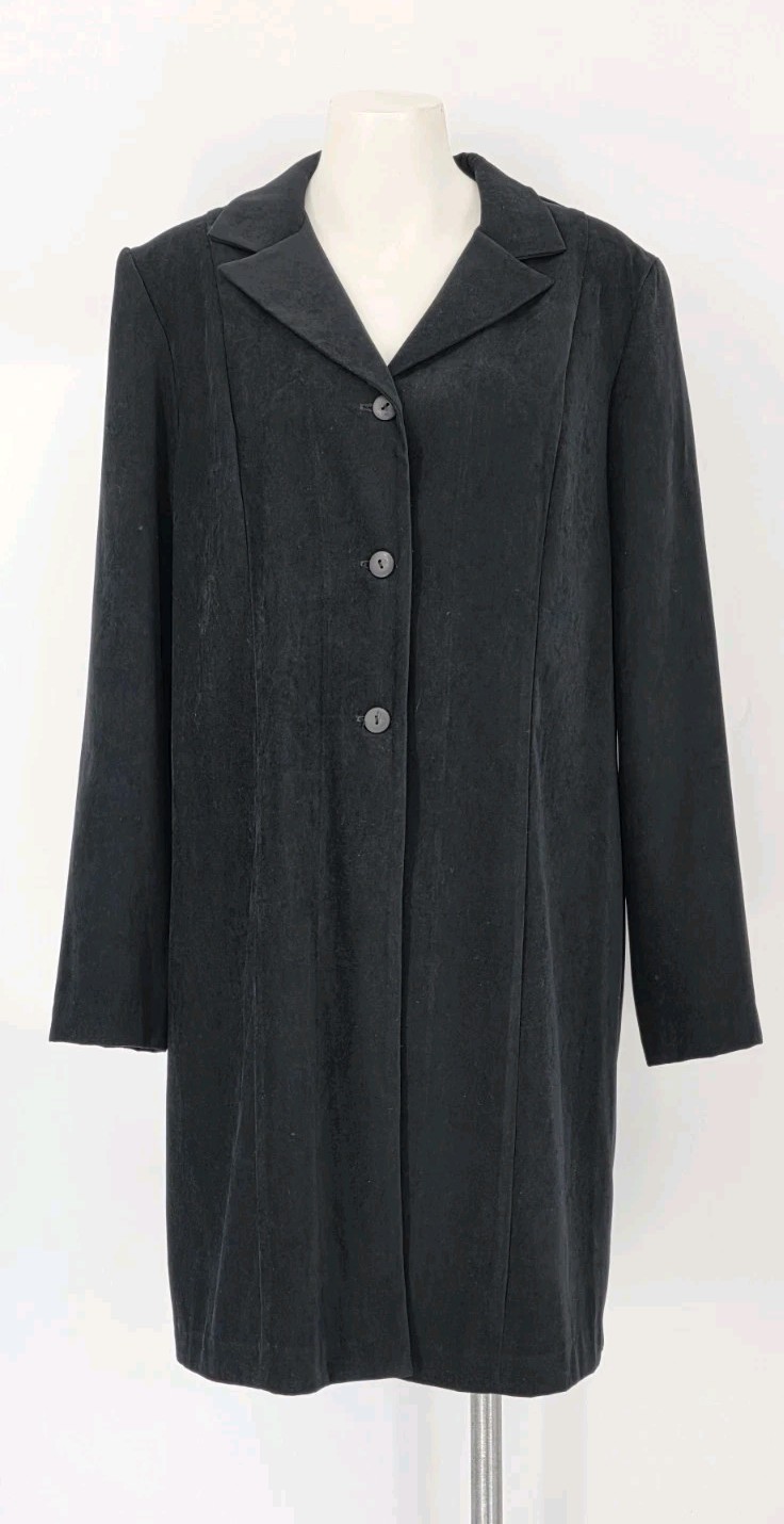 Vintage Faux Suede Long Three Button Jacket David Paul NY Size 14 Miss