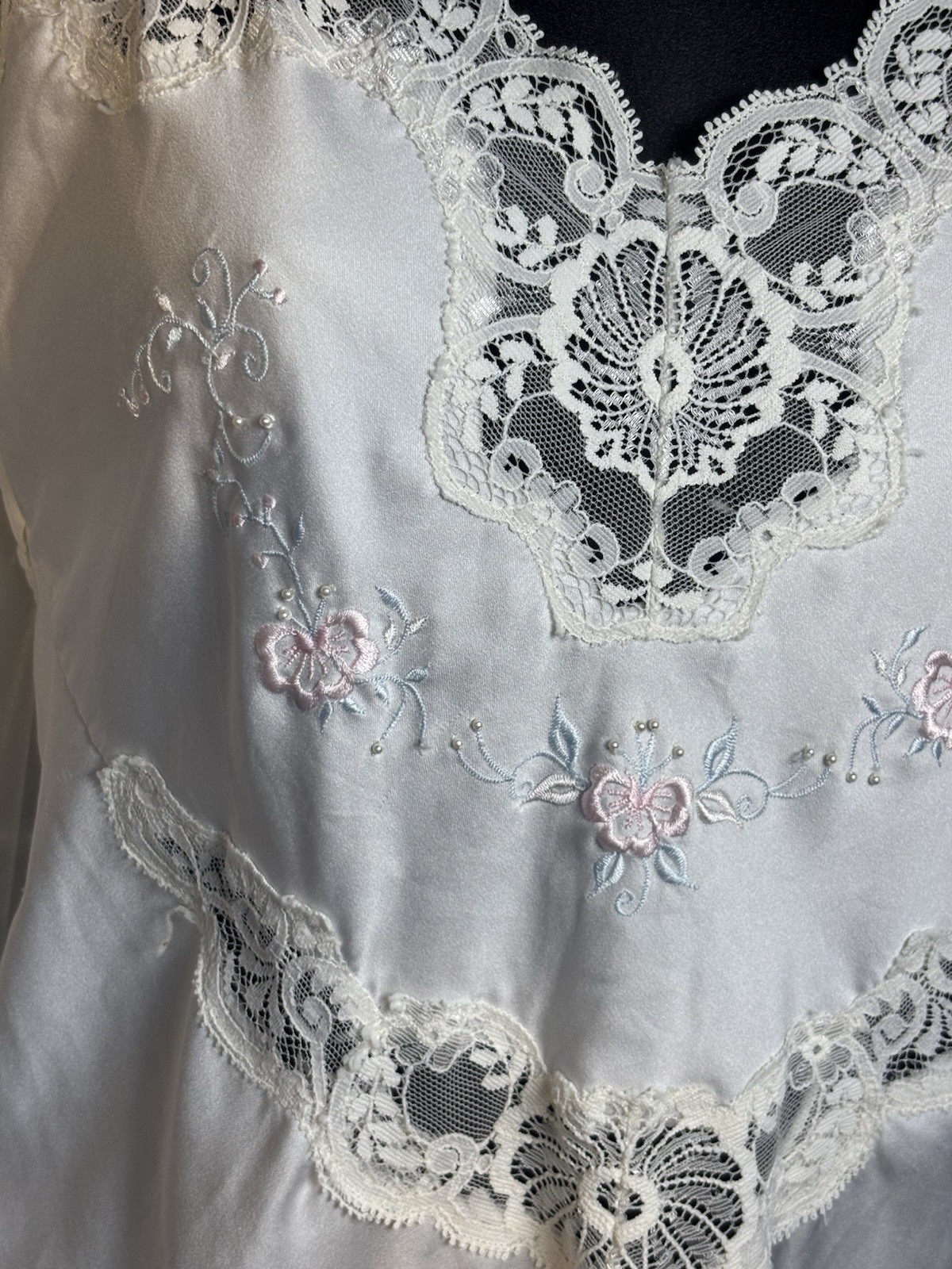 Vintage Barbizon Ivory Satin Lace Peignoir Set Gown & Robe 1950s Lingerie READ