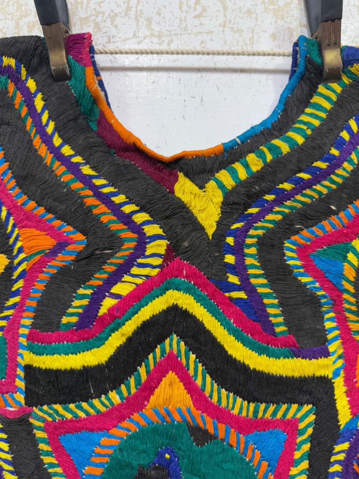 Vintage Beautiful Hand Embroidered Gautemalan San Mateo Huipil 75×72 Cm
