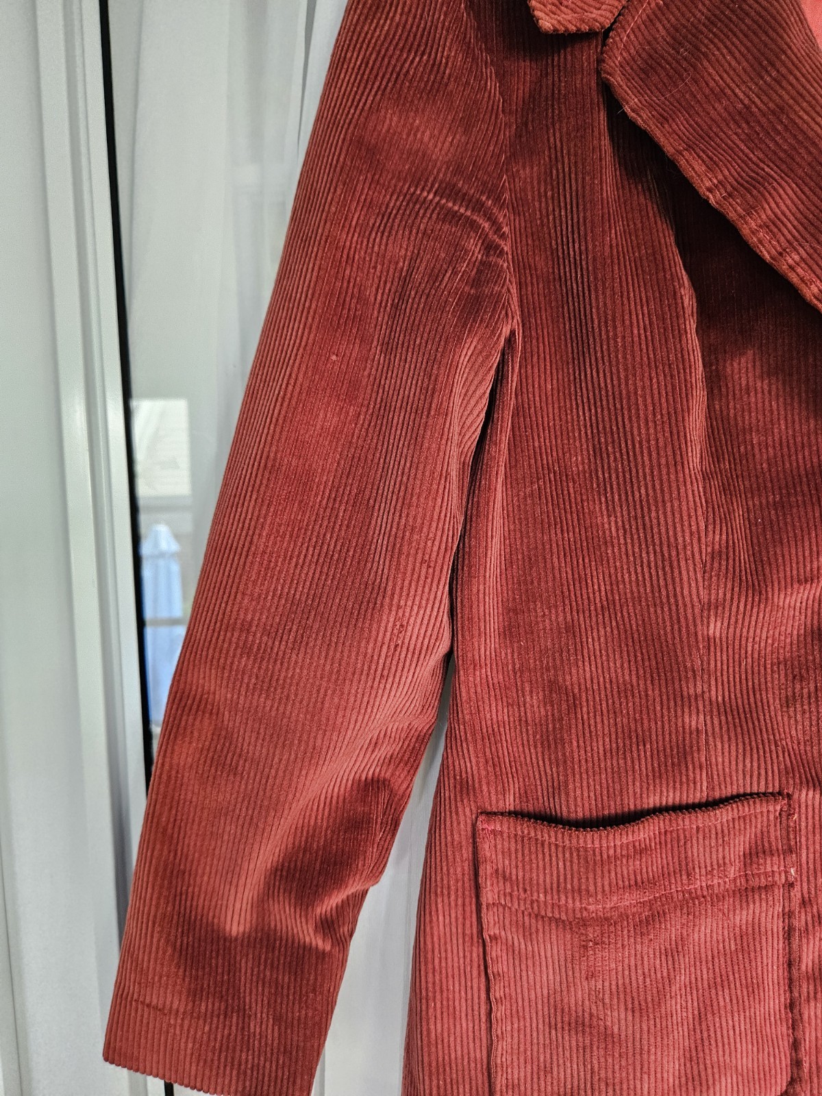 Vintage Burgundy Red Corduroy Jacket Blazer Two Button Front Dark Academia S-M
