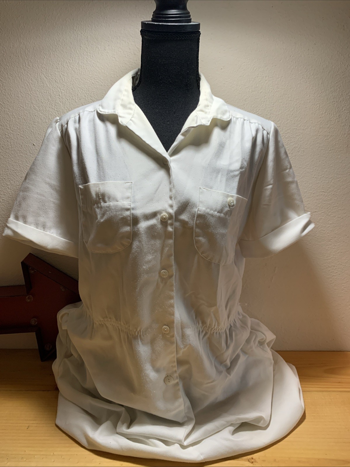 Women’s Vintage 1960s Nurse Shirt waisted White Swan Uniform Dress Halloween