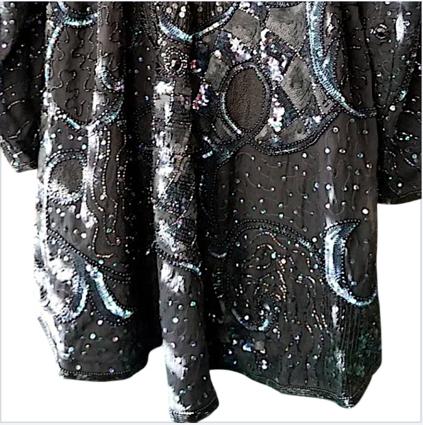 DIANE FREIS Vintage Silk Hand-Made Sequin Butterfly Jacket Resort Cruise ($495)