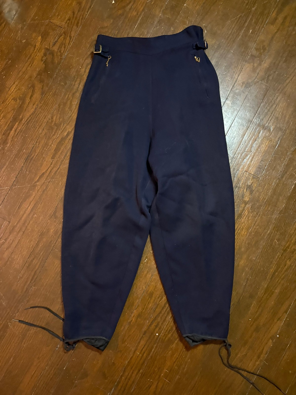1940s Navy Alpine Ski Suit — Two-Piece Wool Gabardine Buckle Shearling Lined