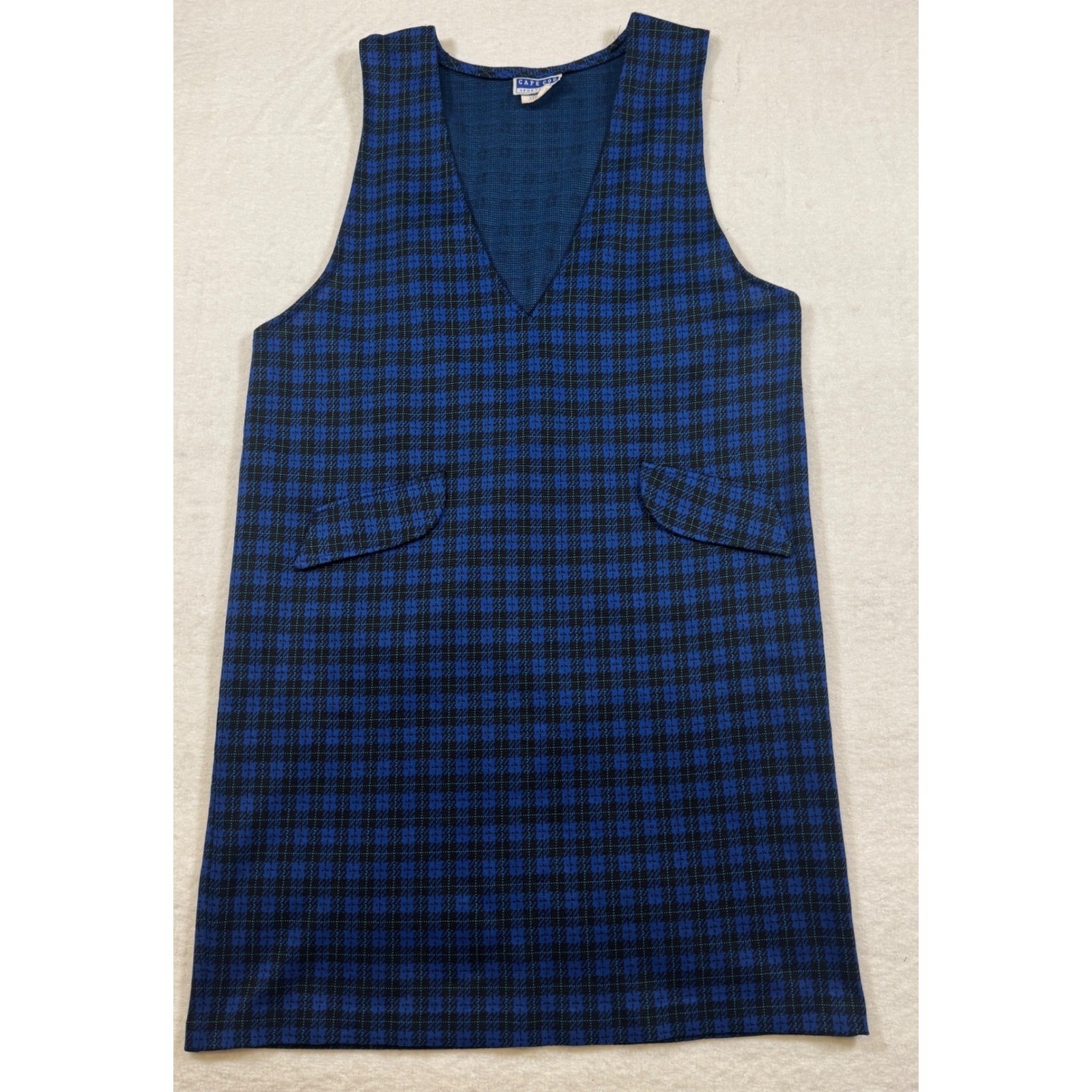 VTG Cape Cod Sportswear Blue Plaid Jumper Dress Womens Medium Made in USA