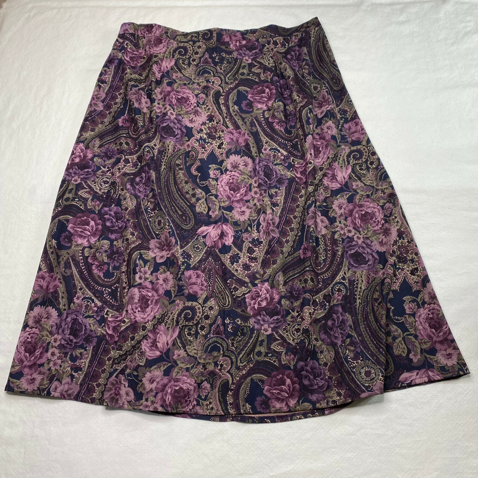 Karin Stevens Skirt sz 20W Purple Floral Eclectic Boho Grandmacore Artsy VINTAGE