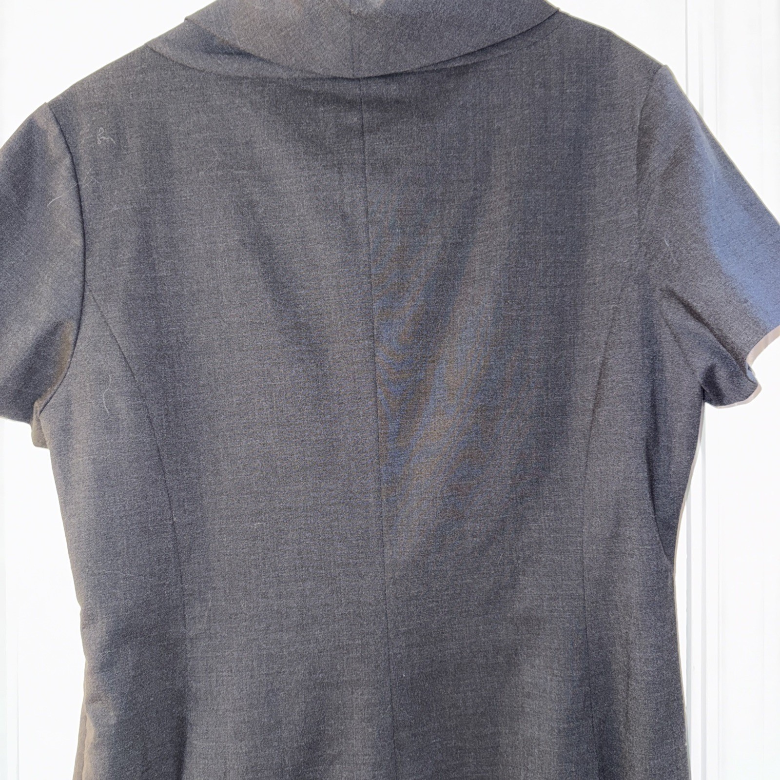 Neiman Marcus 100% Wool Charcoal Gray Dress Vintage Sheath Size 16 Midi Tie