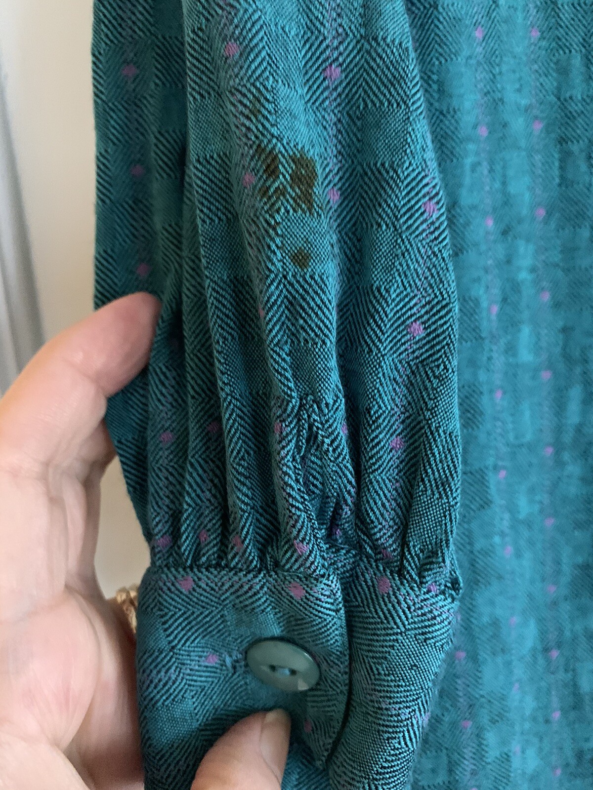 Vintage Young Traditions Sheath Pencil Dress Small ? Teal Plaid Buttons Collar**