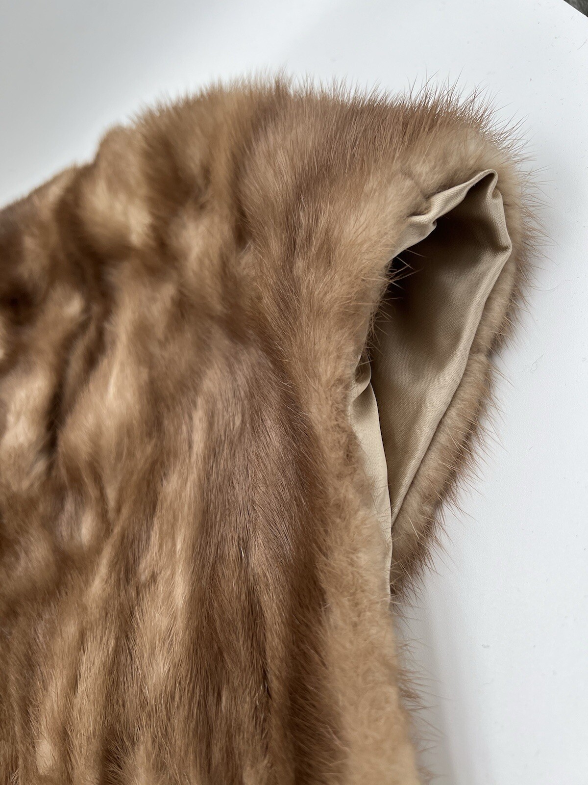 VTG Mink Fur Stole& Hat Shawl Collar Shoulder Wrap Brown O/S 60s 50s
