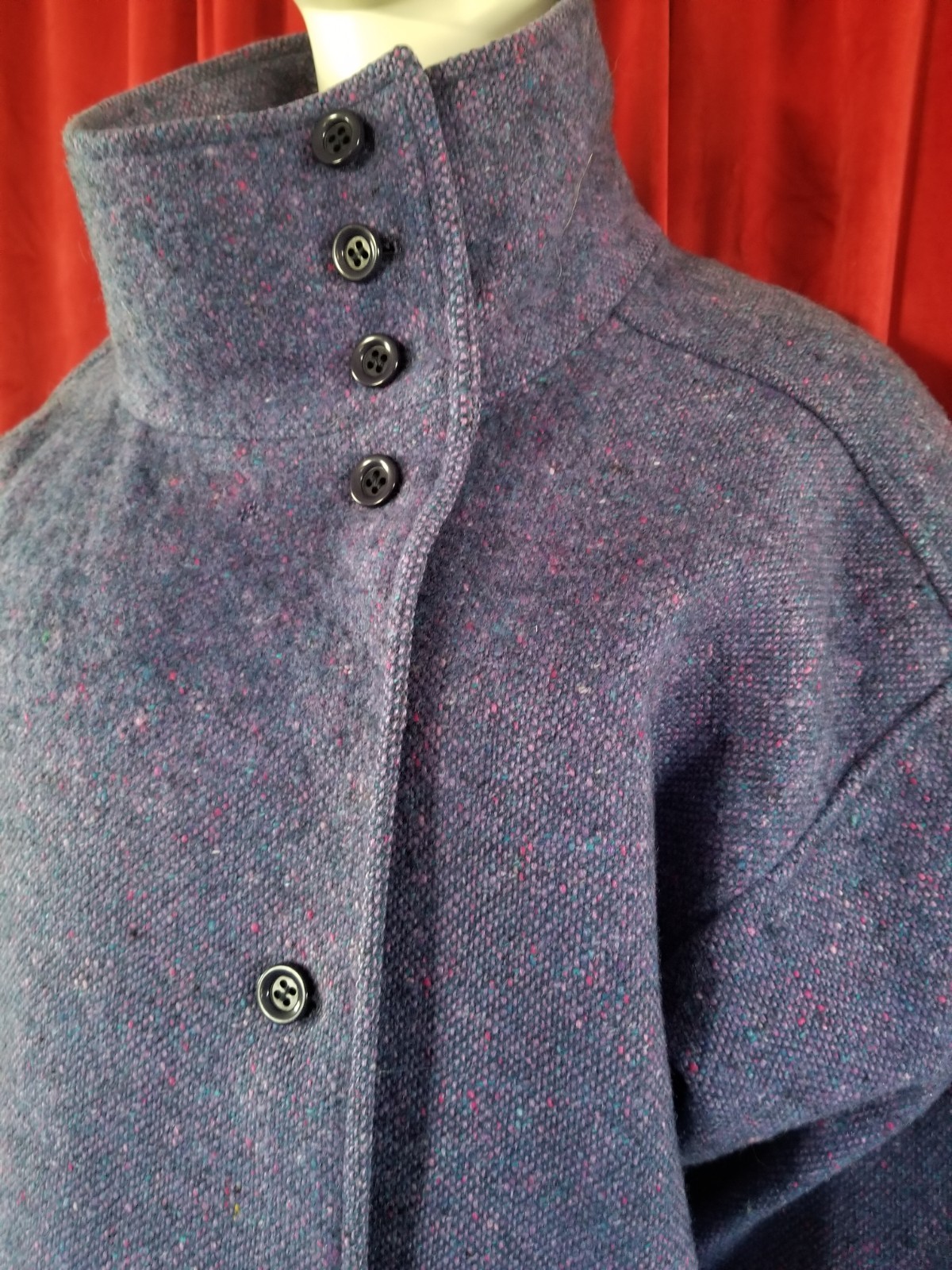 1960’s HOURIHAN Donegal Tweed Pure Wool Womens Vintage Coat Purple Ireland 14