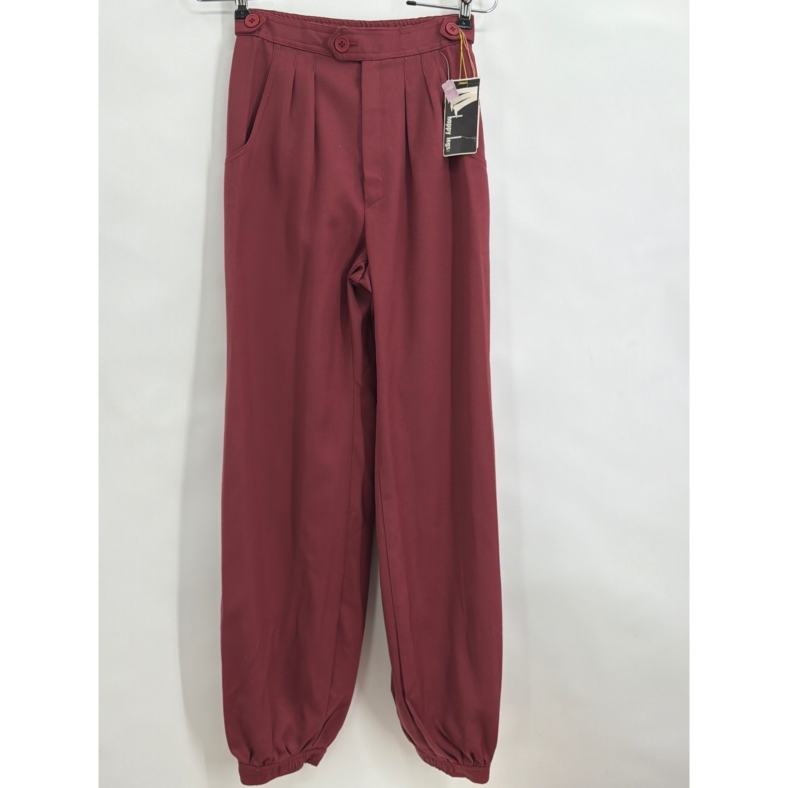 Vintage Happy Legs Burgundy High Waisted Pleated Harem Pants Sz 5 NOS