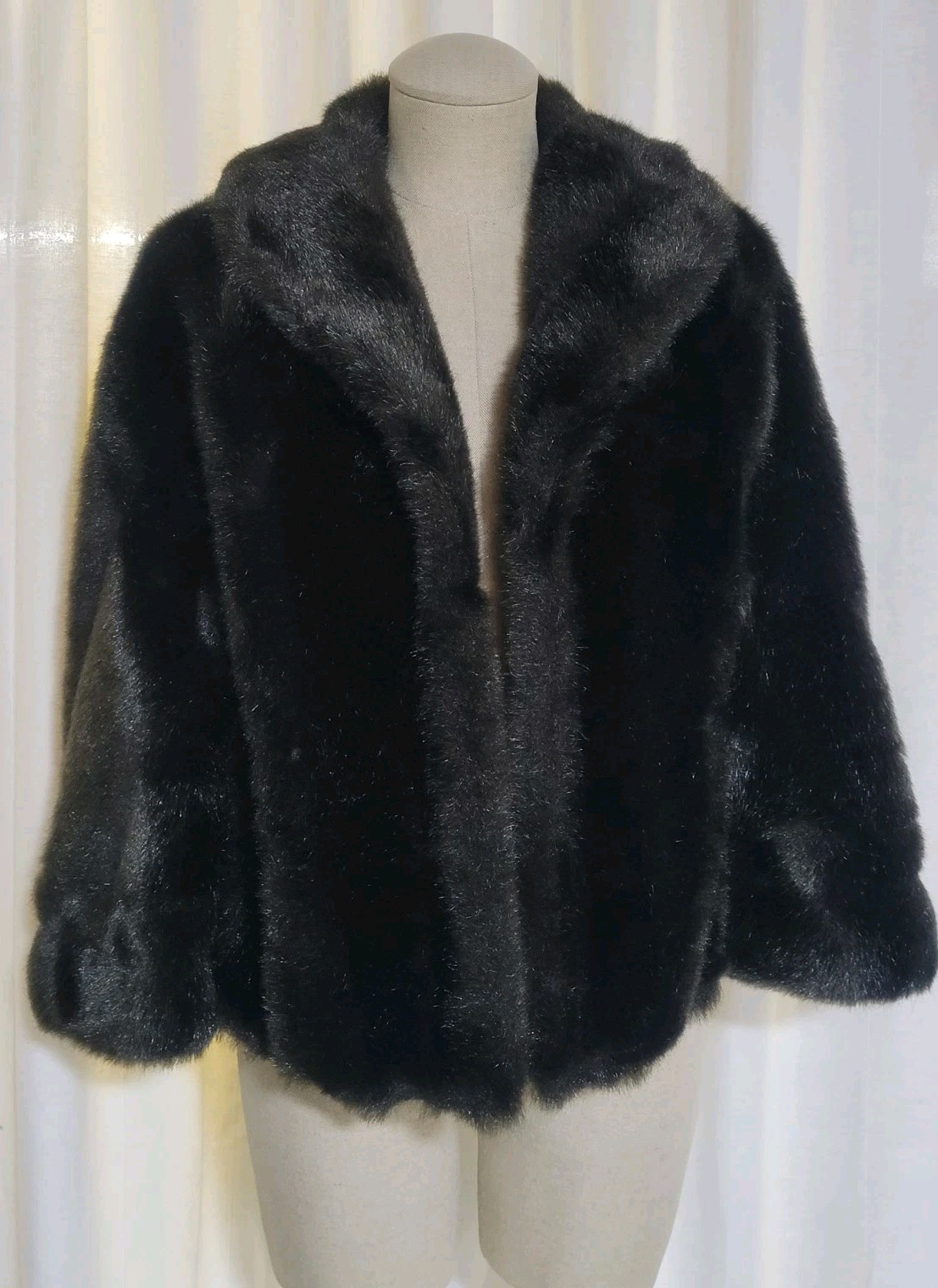 Vintage 60s 70s Faux Mink Fur Cape Capelet Evening Opera Poncho Stole Rockabilly