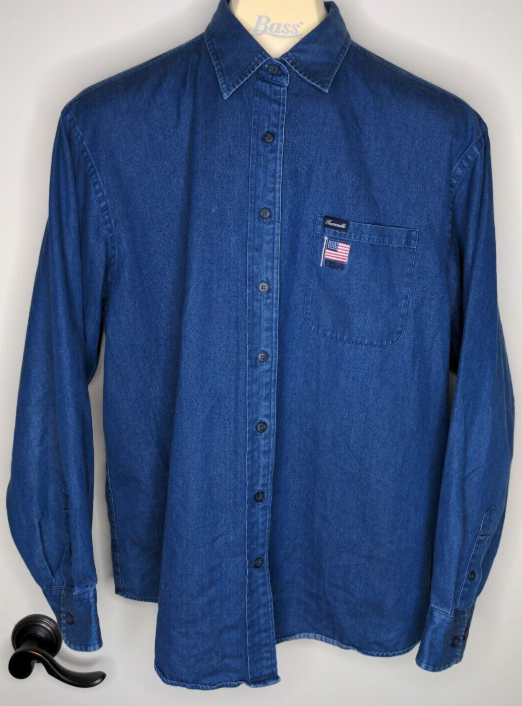 Vintage Women’s Large L/S Chambray Patriot Americana America US Flag Shirt Top