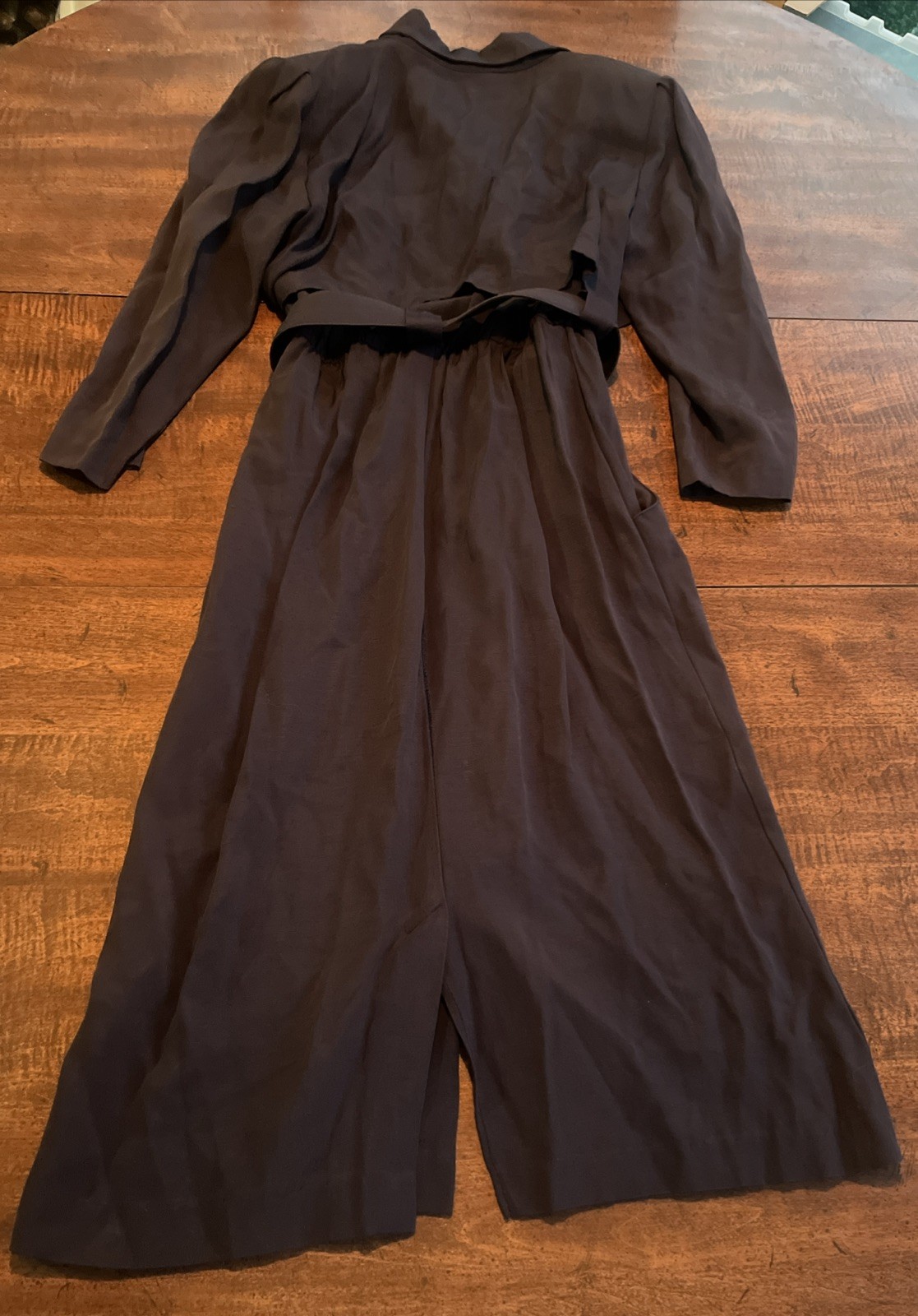 Vintage Positive Influence Navy Belted Midi Dress USA Art Deco Buttons Size 6