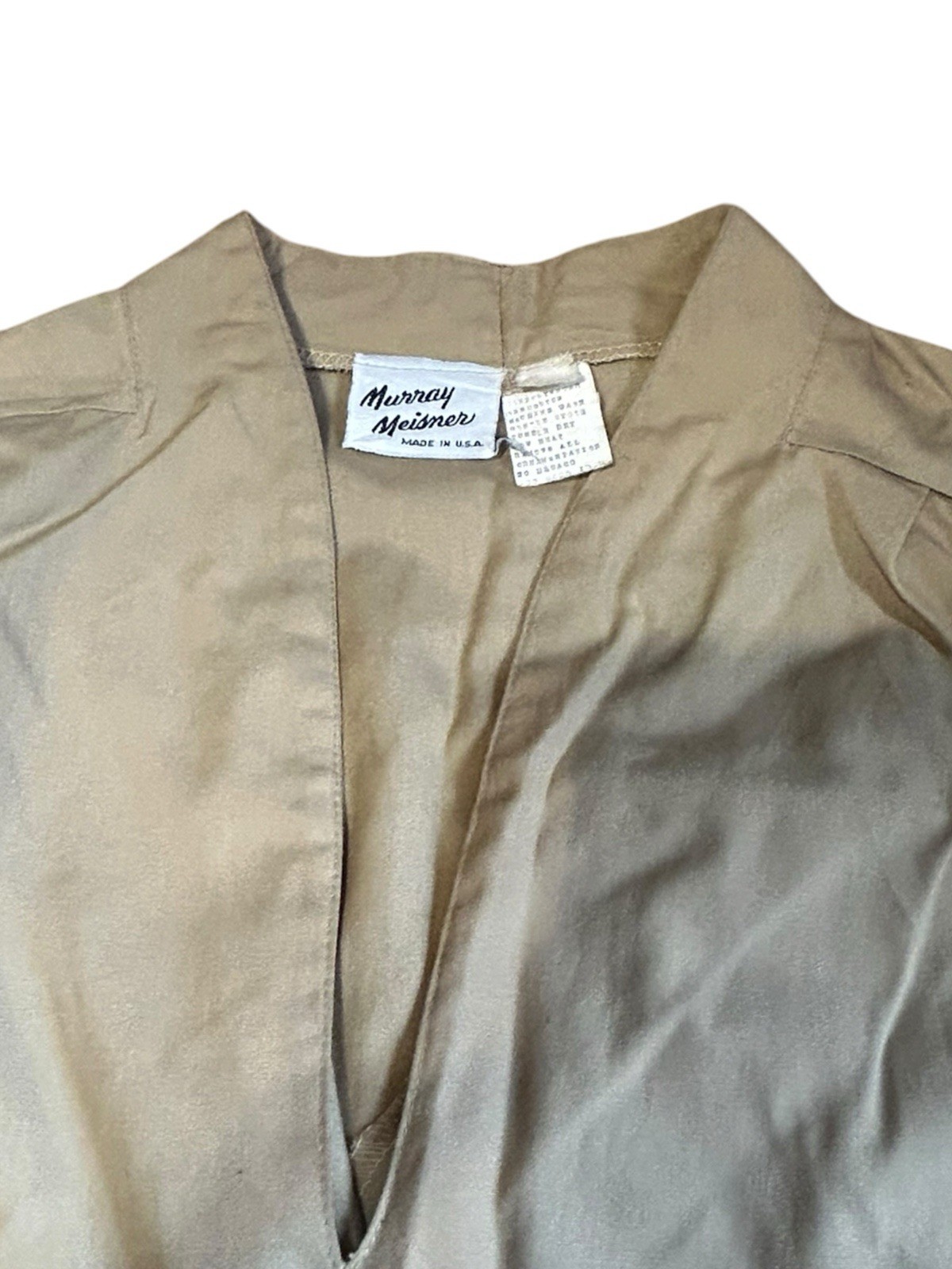 Vintage 80s Murray Meisner Khaki Utility Midi Dress USA Made Safari Cottagecore